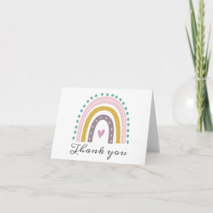 Regenboog, Boho, Roze, Teal, Harten, Paars Goud Bedankkaart