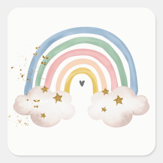 Regenboog Boho Sticker Pastel Regenboog Moderne Kl (Voorkant)