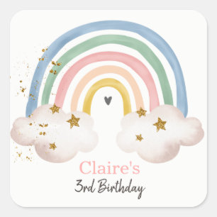 Regenboog Boho Sticker Pastel Regenboog Verjaardag