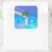Regenboog Boom  Vierkante Sticker (Tas)