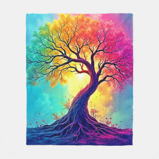 Regenboog Boom: Wortels van Oneindige Hoop Kunst Fleece Deken