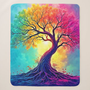 Regenboog Boom: Wortels van Oneindige Hoop Kunst Sherpa Deken