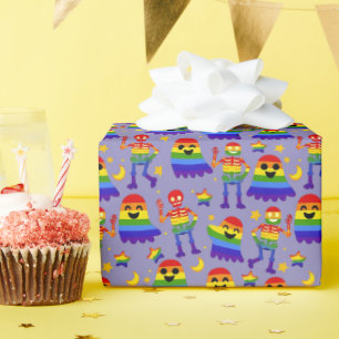 🦇🌈 Regenboog Botten & Sterren Cadeaupapier