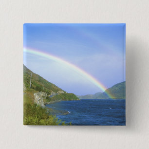 Regenboog boven Hawea Lake, Zuidereiland, Nieuw Vierkante Button 5,1 Cm