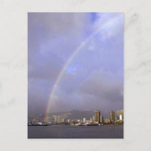 Regenboog boven Honolulu, Hawaii, VS Briefkaart