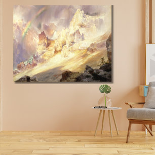 Regenboog boven Yellowstone, Moran 1900 Canvas Afdruk