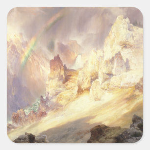Regenboog boven Yellowstone, Moran 1900 Vierkante Sticker