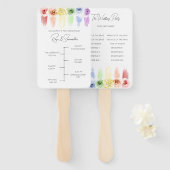Regenboog bruiloft fan programma handwaaier (Voorkant en achterkant)