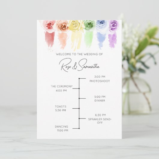 Regenboog bruiloft programma (Staand voorkant)