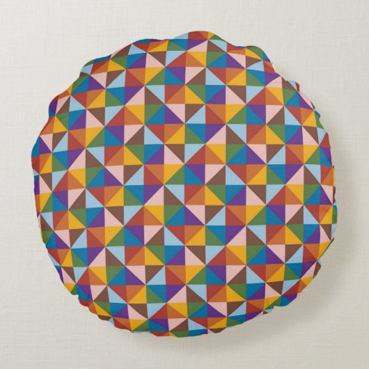 Regenboog, Bruin, Roze en Blauwe Pinwheel Rond Kussen (Achterkant)