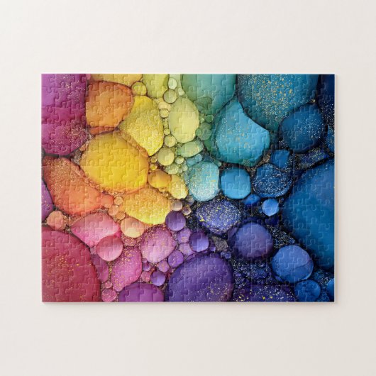Regenboog Bubble Texture Fluid Art Legpuzzel (Horizontaal)