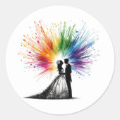 Regenboog Burst Koppel Ronde Sticker (Voorkant)