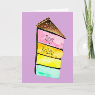 Regenboog cake yum waterverf schattige kunst kaart