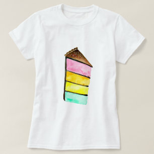 Regenboog cake yum waterverf schattige kunst t-shirt