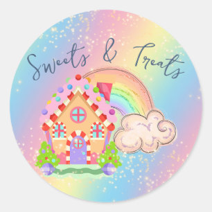 Regenboog Candy Land Huis Ronde Sticker