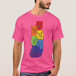 Regenboog Capybara's Schattige dieren Kleurrijke C T-shirt