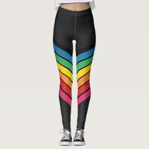 Regenboog chevron strepen op een strakke zwarte ac leggings