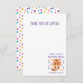 Regenboog Confetti Schattige Kitty Kat Verjaardags Bedankkaart (Voorkant / Achterkant)