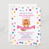 Regenboog Confetti Schattige Kitty Kat Verjaardags Uitnodiging Briefkaart (Voorkant / Achterkant)