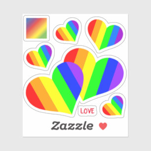 Regenboog Contour Sticker Hartjes