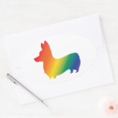 Regenboog corgi ovale sticker (Envelop)