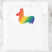 Regenboog corgi ovale sticker (Tas)