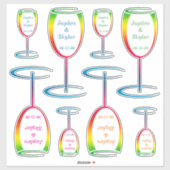 [Regenboog Crinkle Wedding] Champagne glas Vinyl Sticker (Vel)