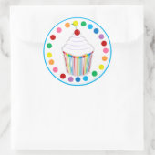 Regenboog Cupcake en Cherry Ronde Sticker (Tas)