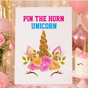 Regenboog Cute Fun Spel om de Hoorn op de Eenhoorn Poster