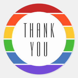 Regenboog Dank je witte streep Ronde Sticker