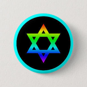 Regenboog davidster ronde button 5,7 cm