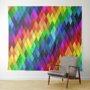 Regenboog Diamant Geometrisch Patroon Wandkleed