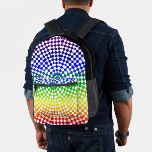 Regenboog Diamant Patroon Overal gedrukt rugzak