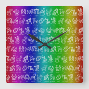 Regenboog Dierenriem Klok (Helder)