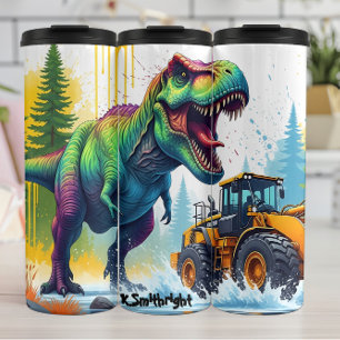 Regenboog Dinosaur Geel Ladder Clash Thermosbeker