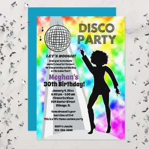 Regenboog Disco Tie Dye Verjaardagsmeisje Retro Kaart