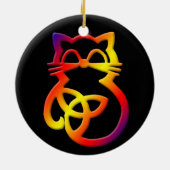 Regenboog Drie-eenheid Knoop Keltische Kat Ornamen Keramisch Ornament (Achterkant)
