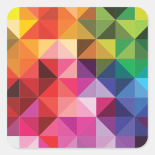 Regenboog Driehoeken Geometrisch Modern Vierkante Sticker