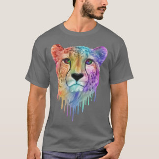 Regenboog Drip Cheetah Portret meisjesfamilie T-shirt