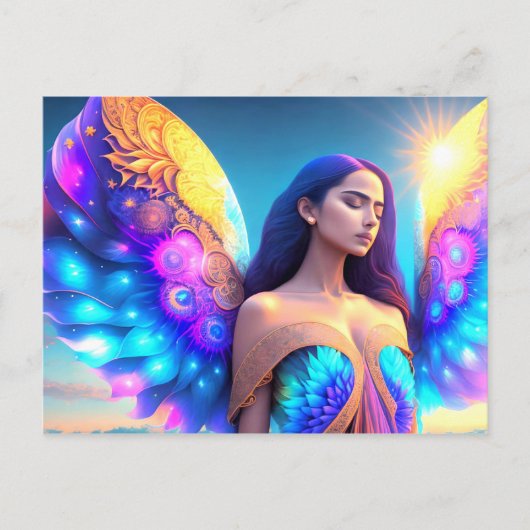 Regenboog Droom Engel Herinnering EIGEN KUNST Briefkaart (Voorkant)