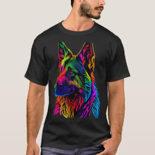 Regenboog Duitse Herder Ontwerper T-shirt