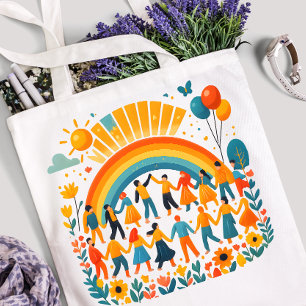 Regenboog Eenheid Kinderfeest Boodschappentas Draagtas