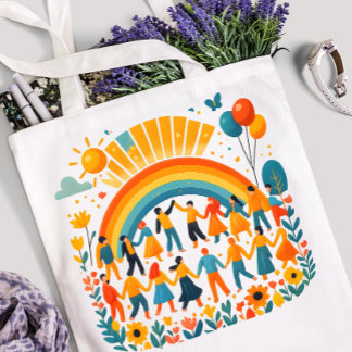 Regenboog Eenheid Kinderfeest Boodschappentas Draagtas