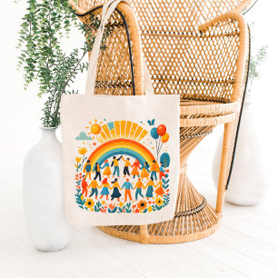 Regenboog Eenheid Kinderfeest Boodschappentas Tote Bag