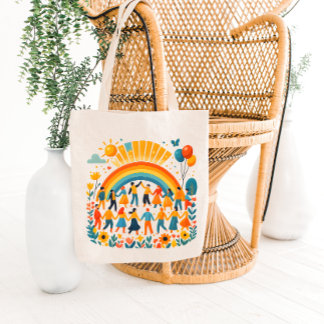 Regenboog Eenheid Kinderfeest Boodschappentas Tote Bag