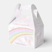 Regenboog Eenhoorn 1e Verjaardag Meisjes Pastel Bedankdoosjes (Voorkant Zijde)