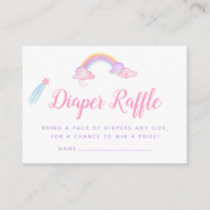 Regenboog Eenhoorn Baby Meisje Shower Luier Raffle Informatiekaartje