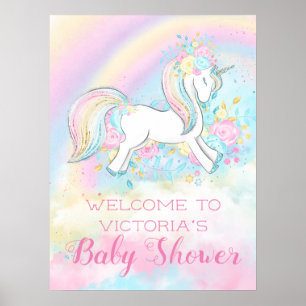 Regenboog Eenhoorn Baby Shower Borden Poster