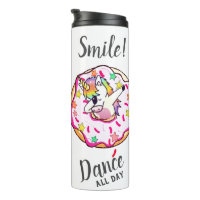 Regenboog Eenhoorn Dab Dans Pose  Roze Donut Therm