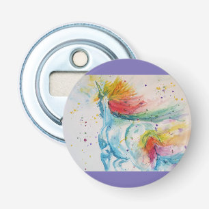 Regenboog Eenhoorn eenhoorns kunst Aquarel Button Flesopener